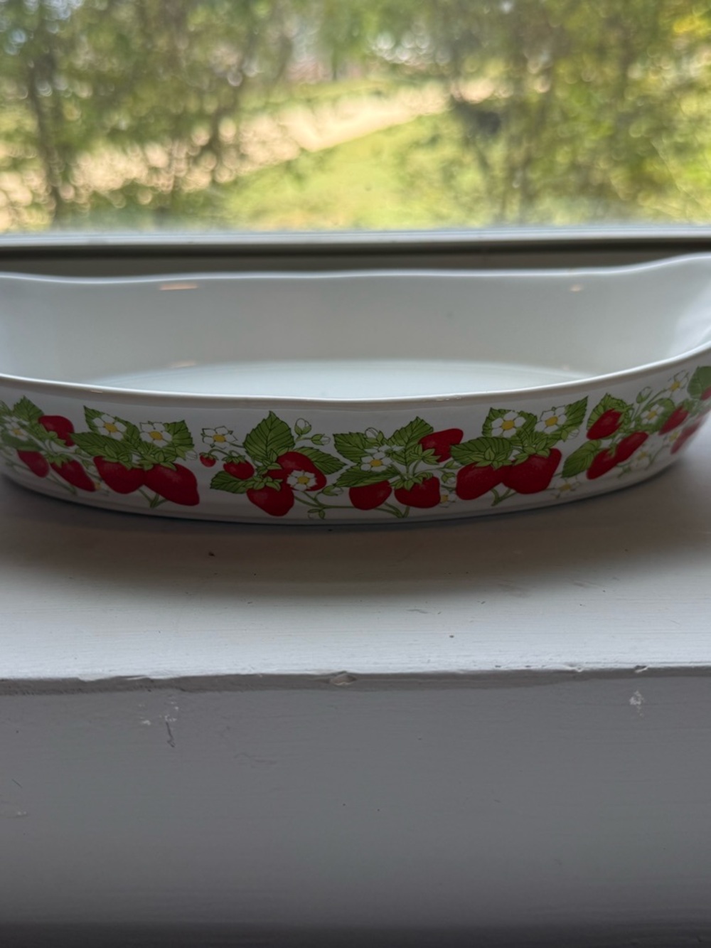 Action Strawberry-Pattern Oval Baking Dish